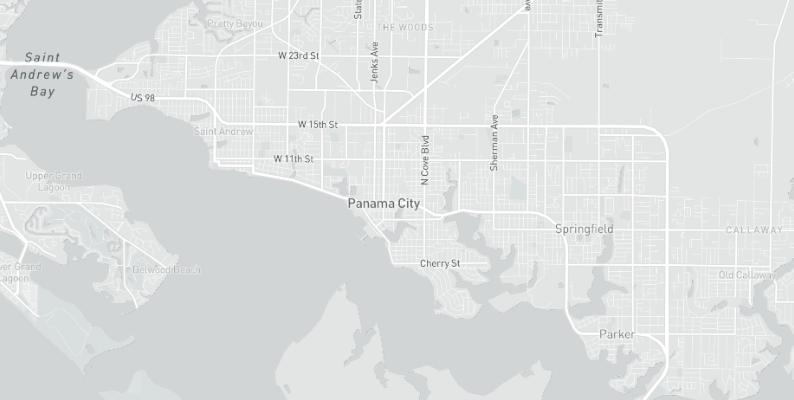Map of Panama City Florida and surrounding areas